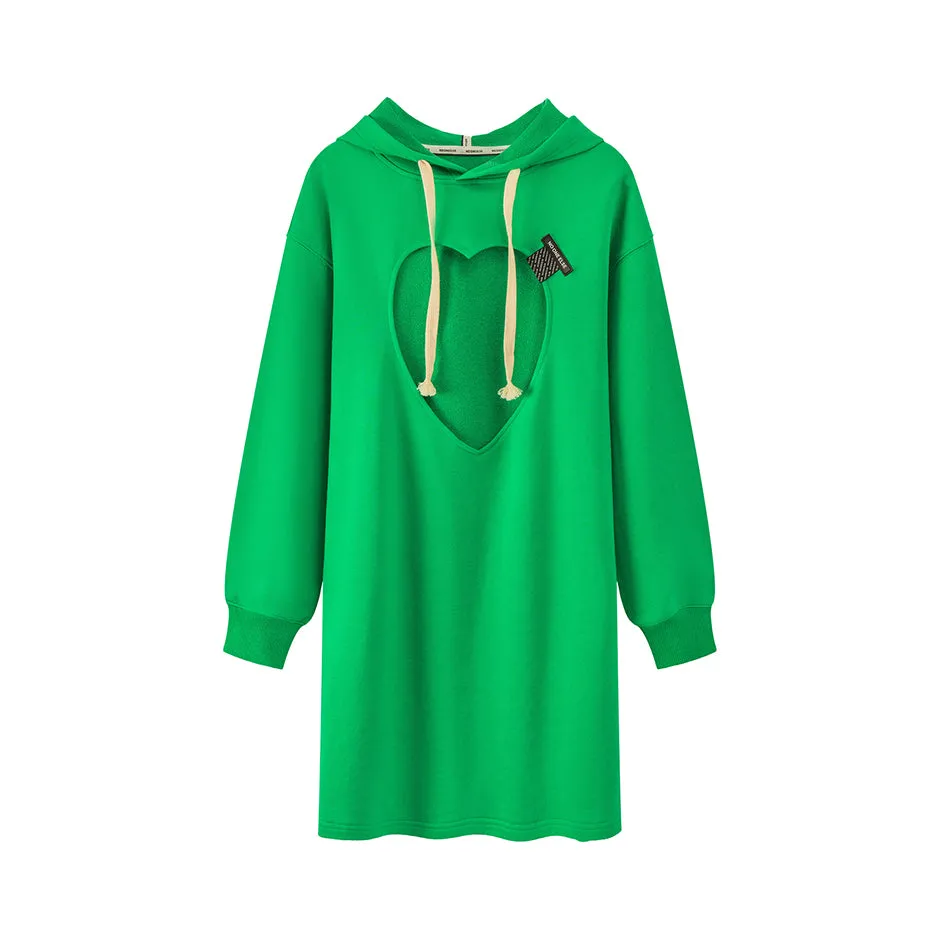 With An Open Heart Cutout Hood Dress
