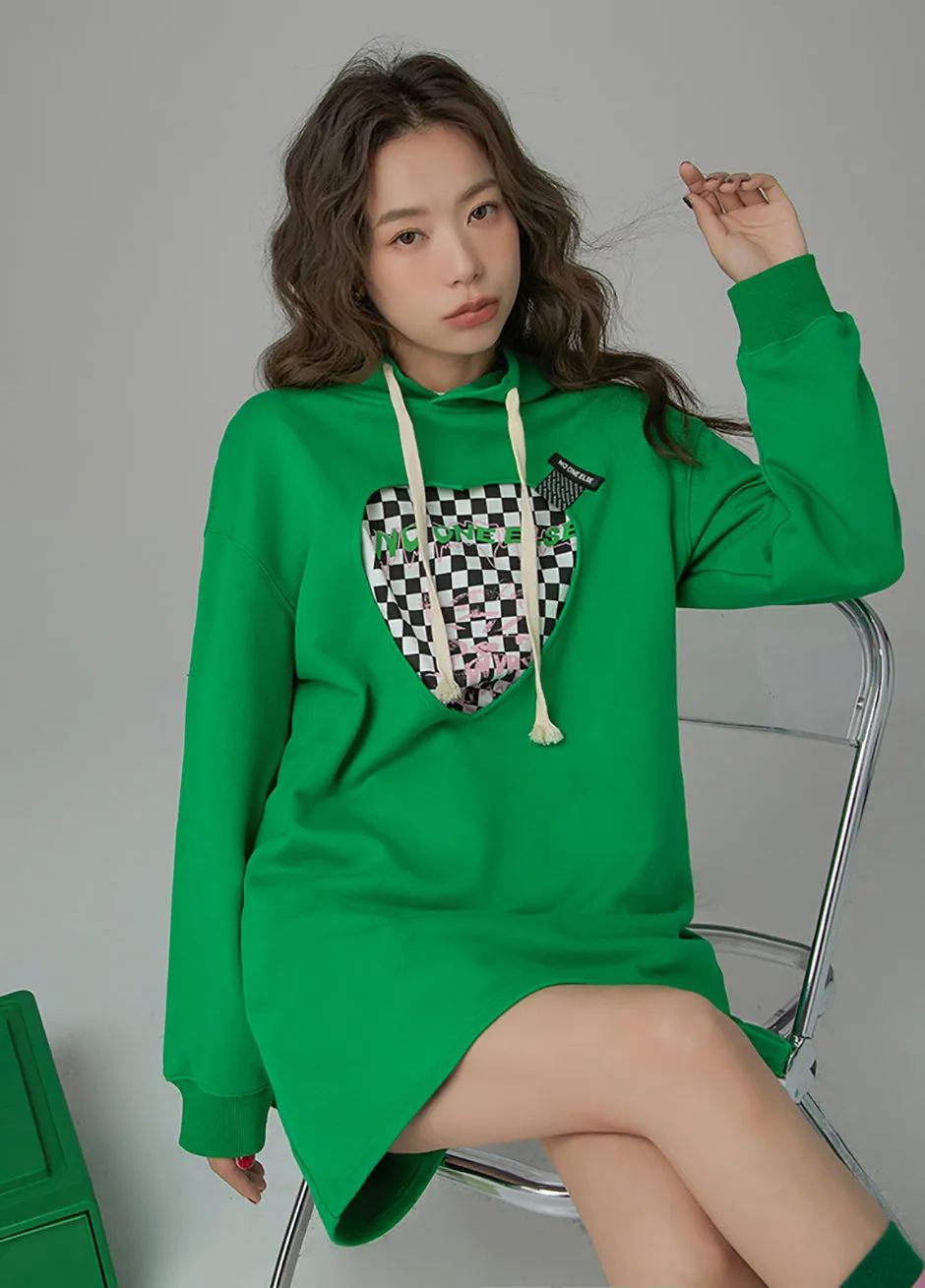 With An Open Heart Cutout Hood Dress