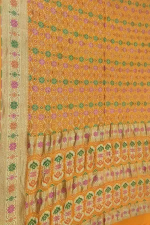 Yellow Banarasi Bandhani Georgette Saree