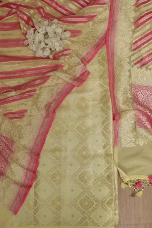 Yellow Banarasi Brocade Silk Suit With Multicolor Banarasi Handloom Pure Georgette Rangkat Dupatta
