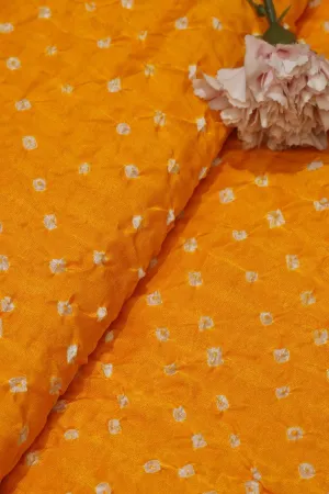Yellow Bandhani Gajji Silk: Vibrant and Luxurious Fabric ( 1 Mtr )