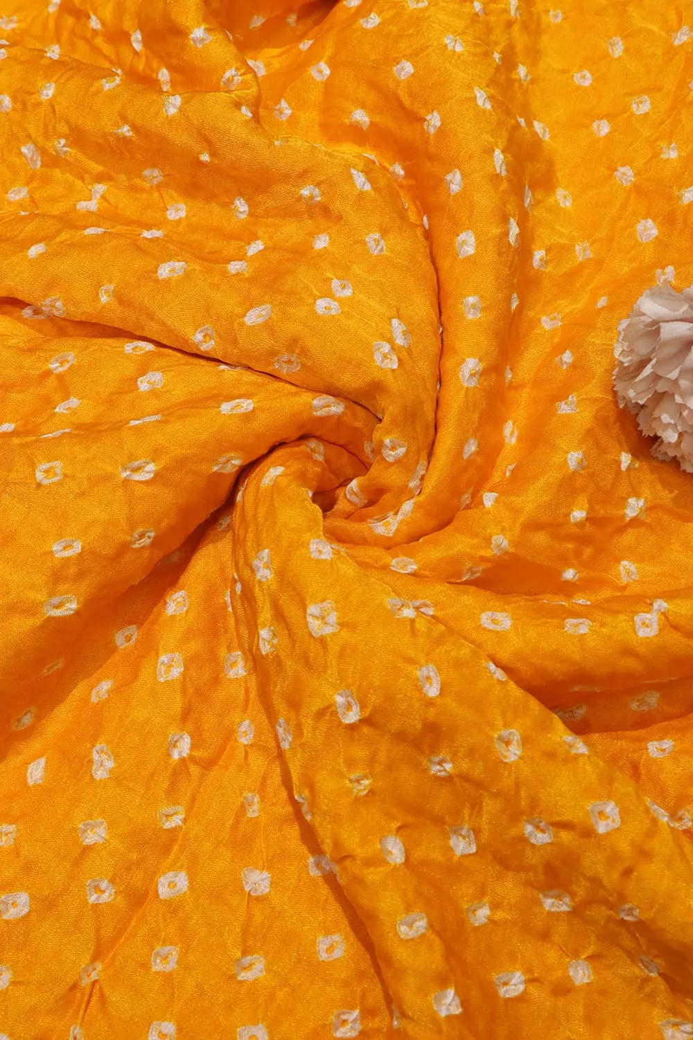 Yellow Bandhani Gajji Silk: Vibrant and Luxurious Fabric ( 1 Mtr )