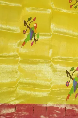 Yellow Paithani Handloom Brocade Blouse Piece